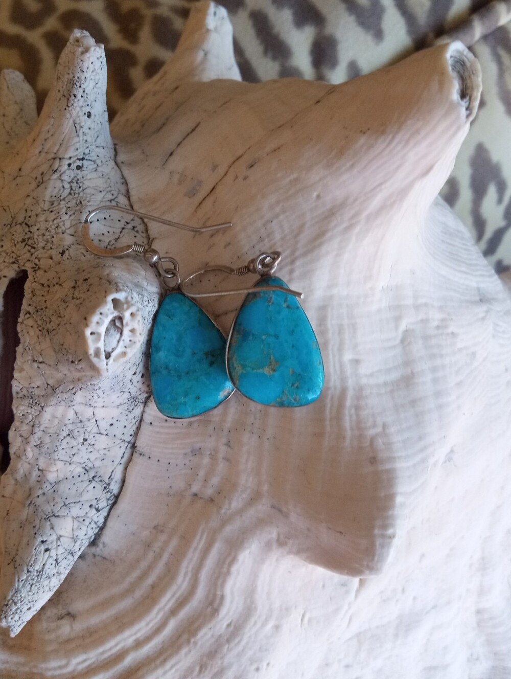 925 Sterling Silver Turquoise Teardrop Dangle Earrings Genuine Authentic
